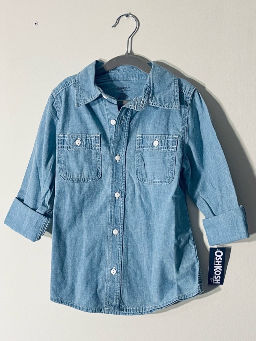 NWT OshKosh B'gosh | Cotton Button Front Chambray Shirt Top Size 7
